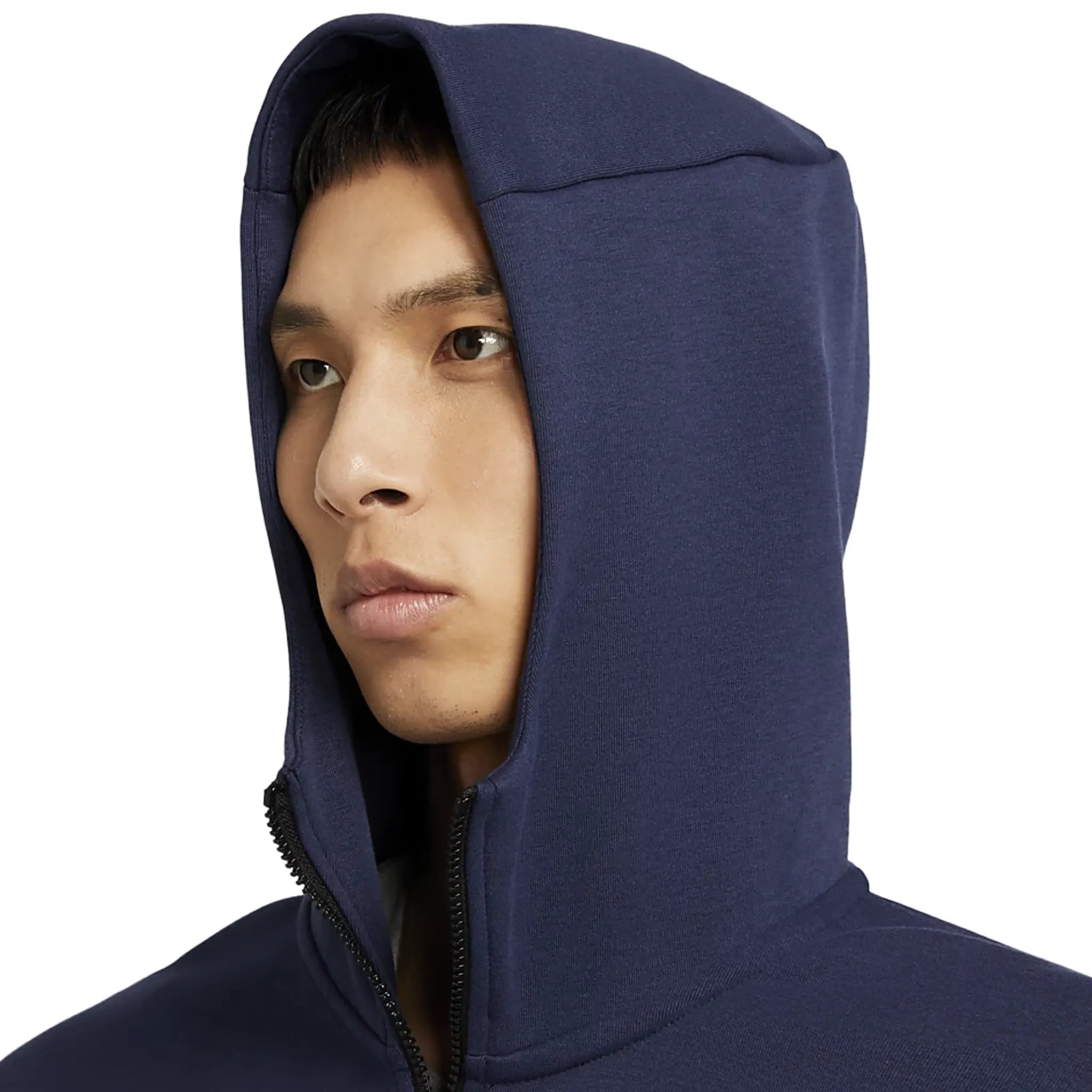 Front Side View of Preloved - Nike Tech Fleece Navy Hoodie CU4495-410 | CU4489-410